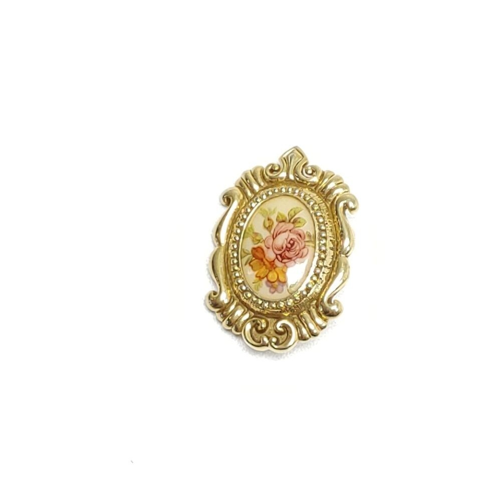 Gold tone rose floral beautiful lightweight